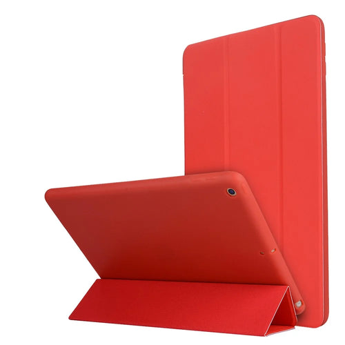 Tri-fold Stand Silicone + Leather Universal Protective Tablet Cover with Auto Wake / Sleep for iPad 10.2 (2021) / (2020) / (2019) - Red - 1