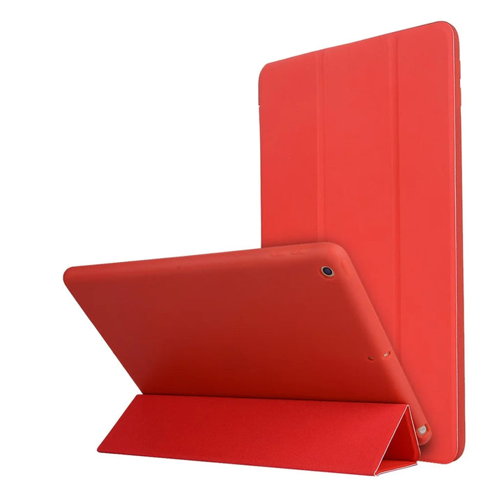 Tri-fold Stand Silicone + Leather Universal Protective Tablet Cover with Auto Wake / Sleep for iPad 10.2 (2021) / (2020) / (2019) - Red - 1