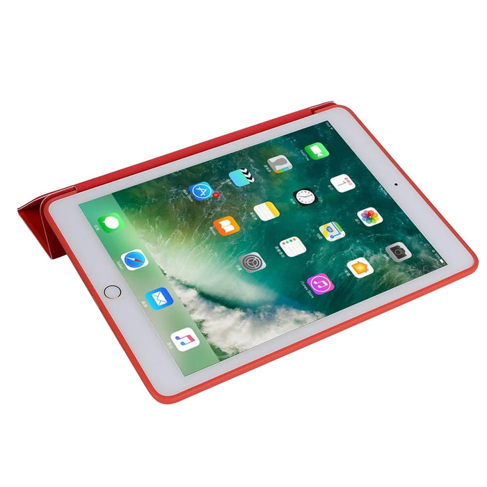 Tri-fold Stand Silicone + Leather Universal Protective Tablet Cover with Auto Wake / Sleep for iPad 10.2 (2021) / (2020) / (2019) - Red - 7