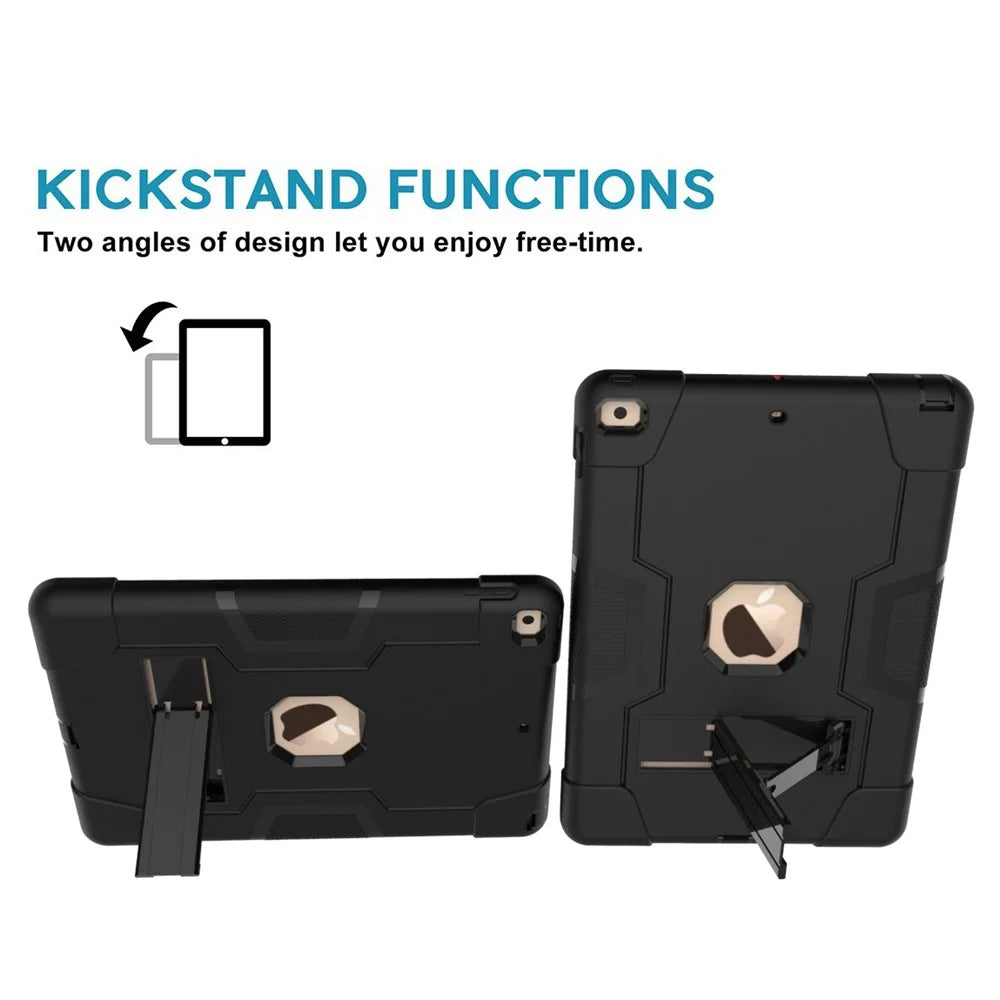 Shockproof Anti-fingerprint Dustproof TPU + PC Combo Tablet Cover with Kickstand for iPad 10.2 (2021)/(2020)/(2019) - All Black - 4