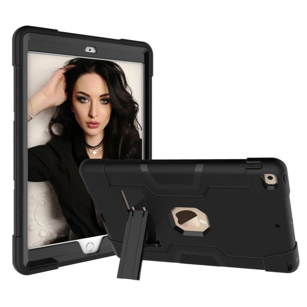 Shockproof Anti-fingerprint Dustproof TPU + PC Combo Tablet Cover with Kickstand for iPad 10.2 (2021)/(2020)/(2019) - All Black - 5