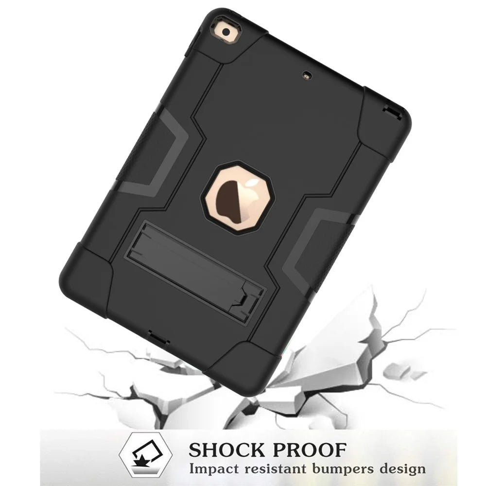 Shockproof Anti-fingerprint Dustproof TPU + PC Combo Tablet Cover with Kickstand for iPad 10.2 (2021)/(2020)/(2019) - All Black - 7