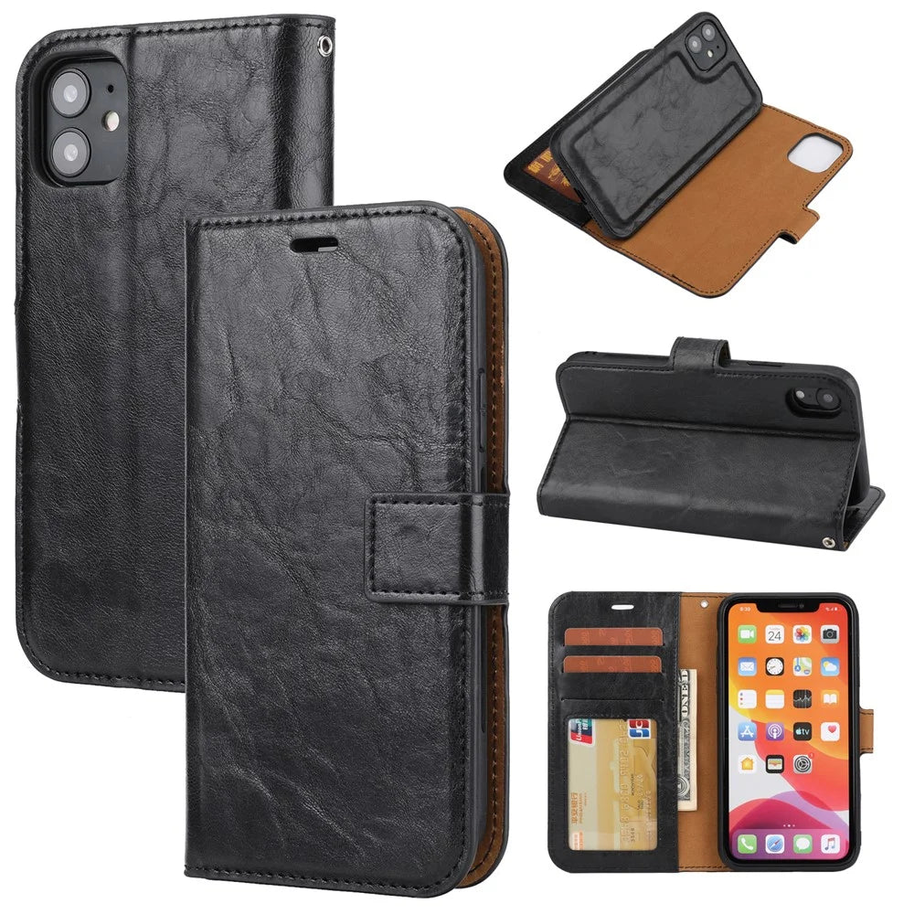 Crazy Horse Skin Leather Cover for iPhone 11 6.1 inch - Black - 1