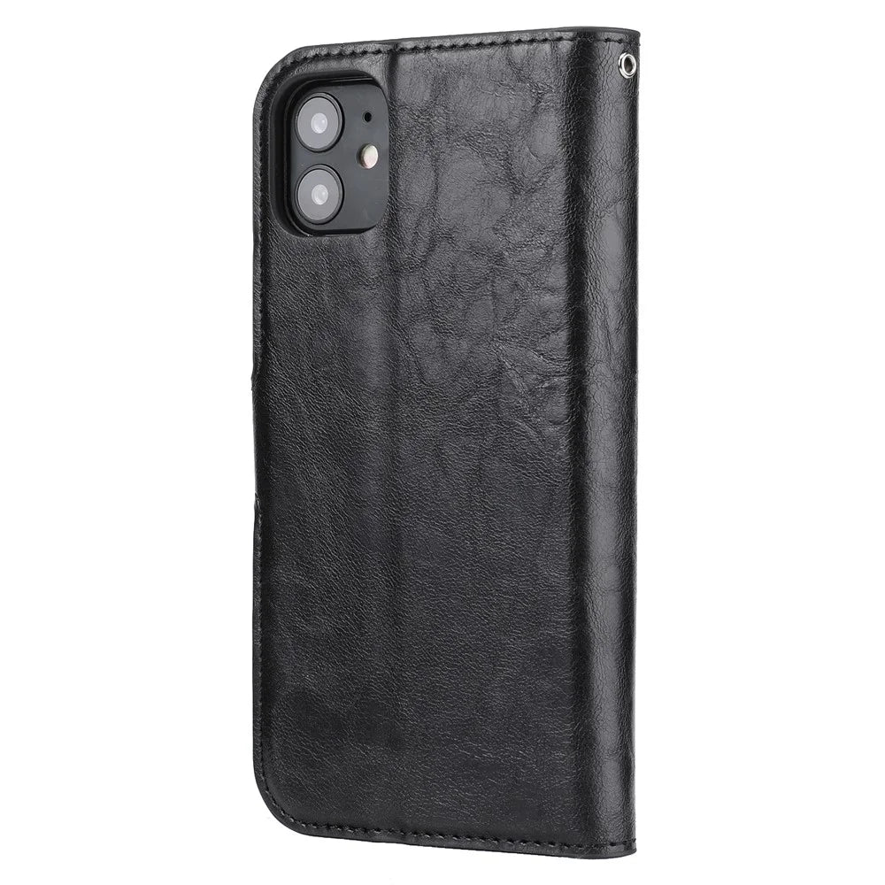 Crazy Horse Skin Leather Cover for iPhone 11 6.1 inch - Black - 3