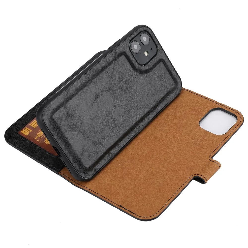 Crazy Horse Skin Leather Cover for iPhone 11 6.1 inch - Black - 6