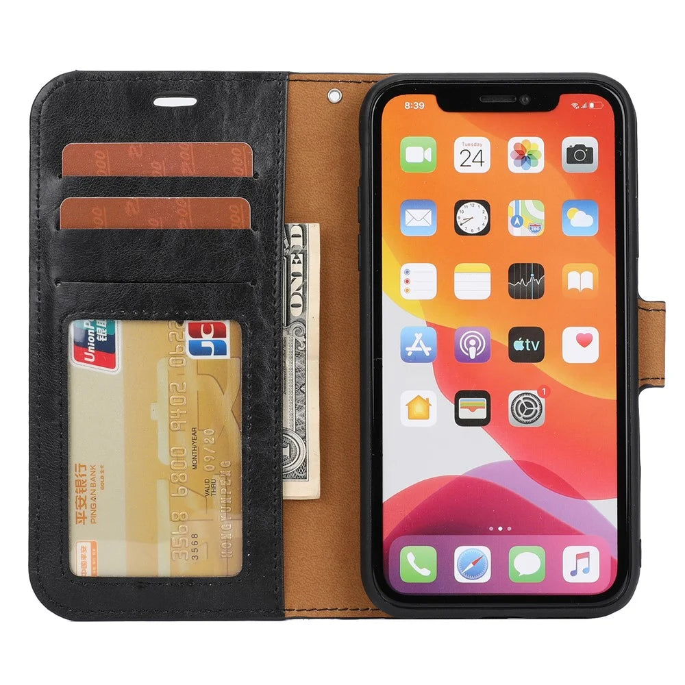 Crazy Horse Skin Leather Cover for iPhone 11 6.1 inch - Black - 7