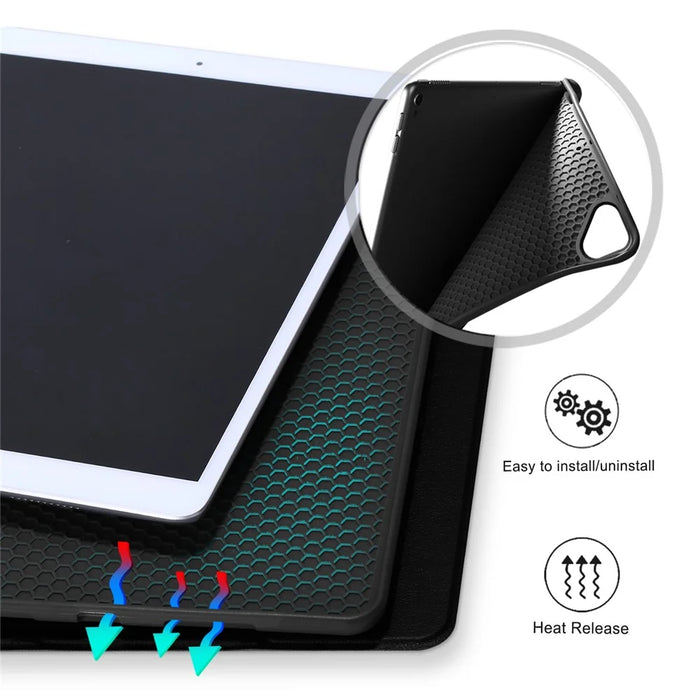Tri-fold Stand Smart Tablet Case with Stylus Pen Slot for iPad 10.2 (2021)/(2020)/(2019) - Black - 7