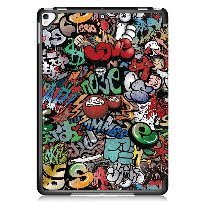Pattern Printing PU Leather Smart Auto-Wake/Sleep Tri-fold Stand Tablet Shell for iPad 10.2 (2021)/(2020)/(2019) - Cartoon Graffiti - 7