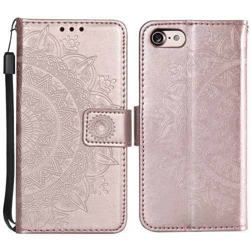 Imprint Flower Leather Wallet Phone Case with Stand for iPhone 7 4.7 inch/8 4.7 inch/SE (2020)/SE (2022) - Rose Gold - 1