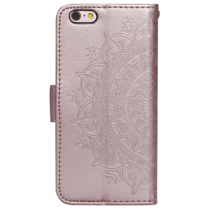 Imprint Flower Leather Wallet Case for iPhone 6s/6 4.7-inch - Rose Gold - 3