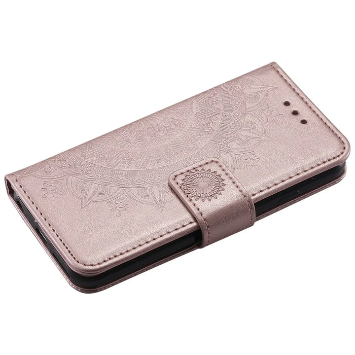 Imprint Flower Leather Wallet Case for iPhone 6s/6 4.7-inch - Rose Gold - 5