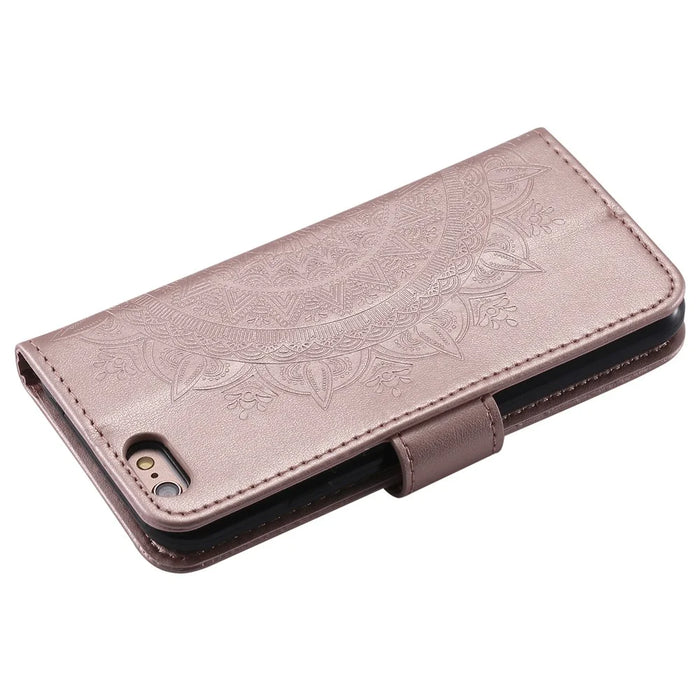 Imprint Flower Leather Wallet Case for iPhone 6s/6 4.7-inch - Rose Gold - 6