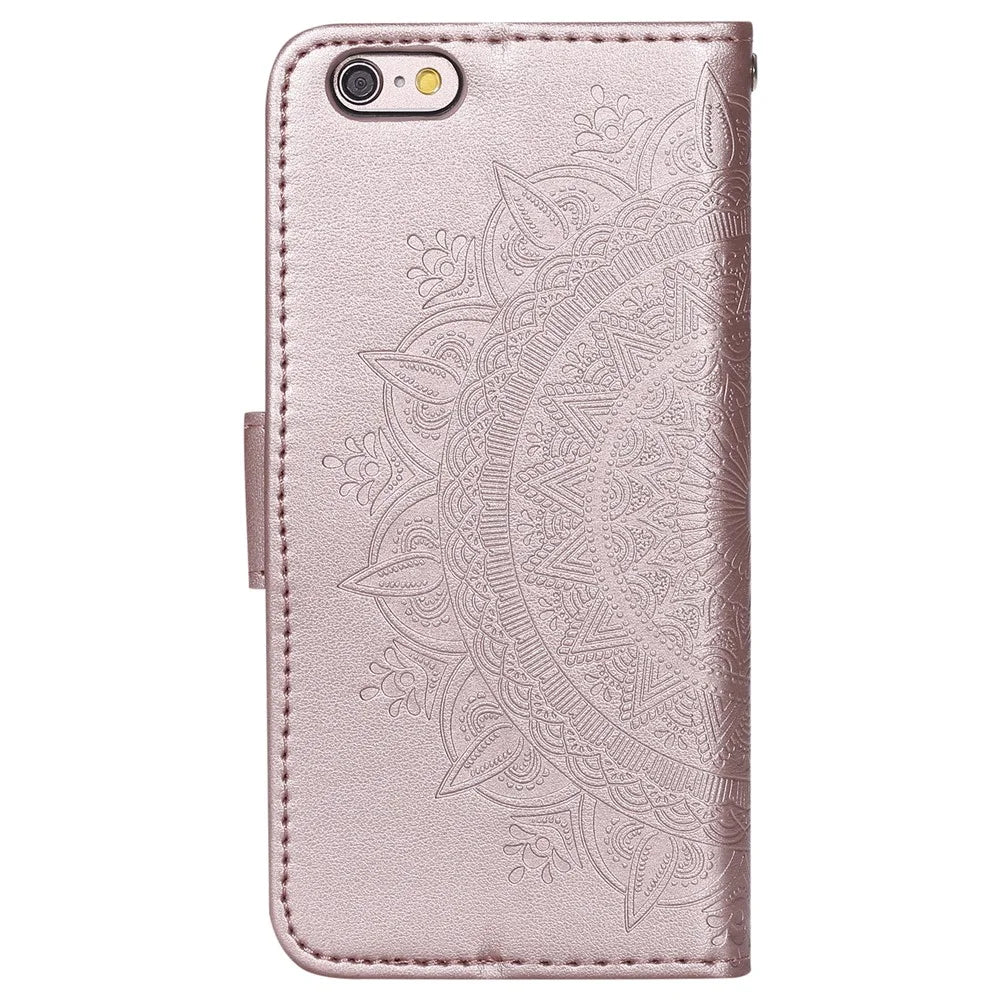 Imprint Flower Leather Wallet Phone Cover for iPhone 8/7 Plus 5.5 inch - Rose Gold - 3