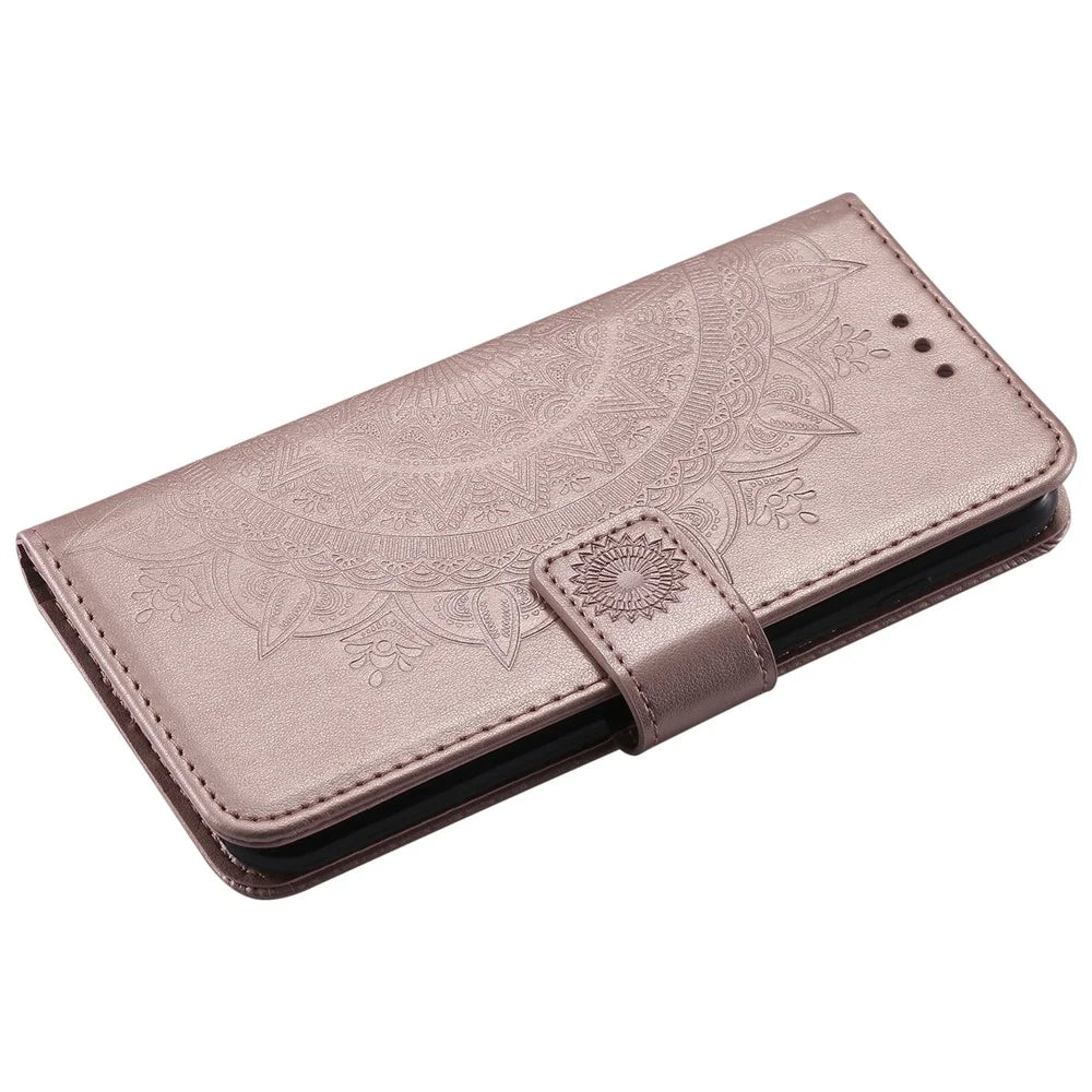 Imprint Flower Leather Wallet Phone Cover for iPhone 8/7 Plus 5.5 inch - Rose Gold - 5