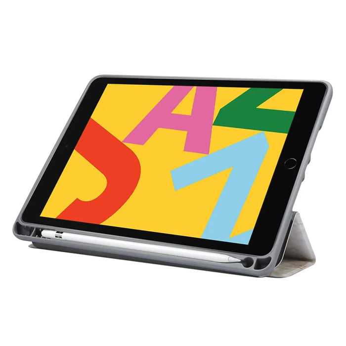 Marble Texture Tri-fold Leather Tablet Cover with Pen Slot for iPad 10.2 (2021)/(2020)/(2019) - Light Grey - 4