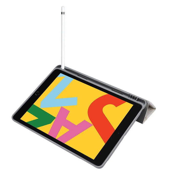 Marble Texture Tri-fold Leather Tablet Cover with Pen Slot for iPad 10.2 (2021)/(2020)/(2019) - Light Grey - 5