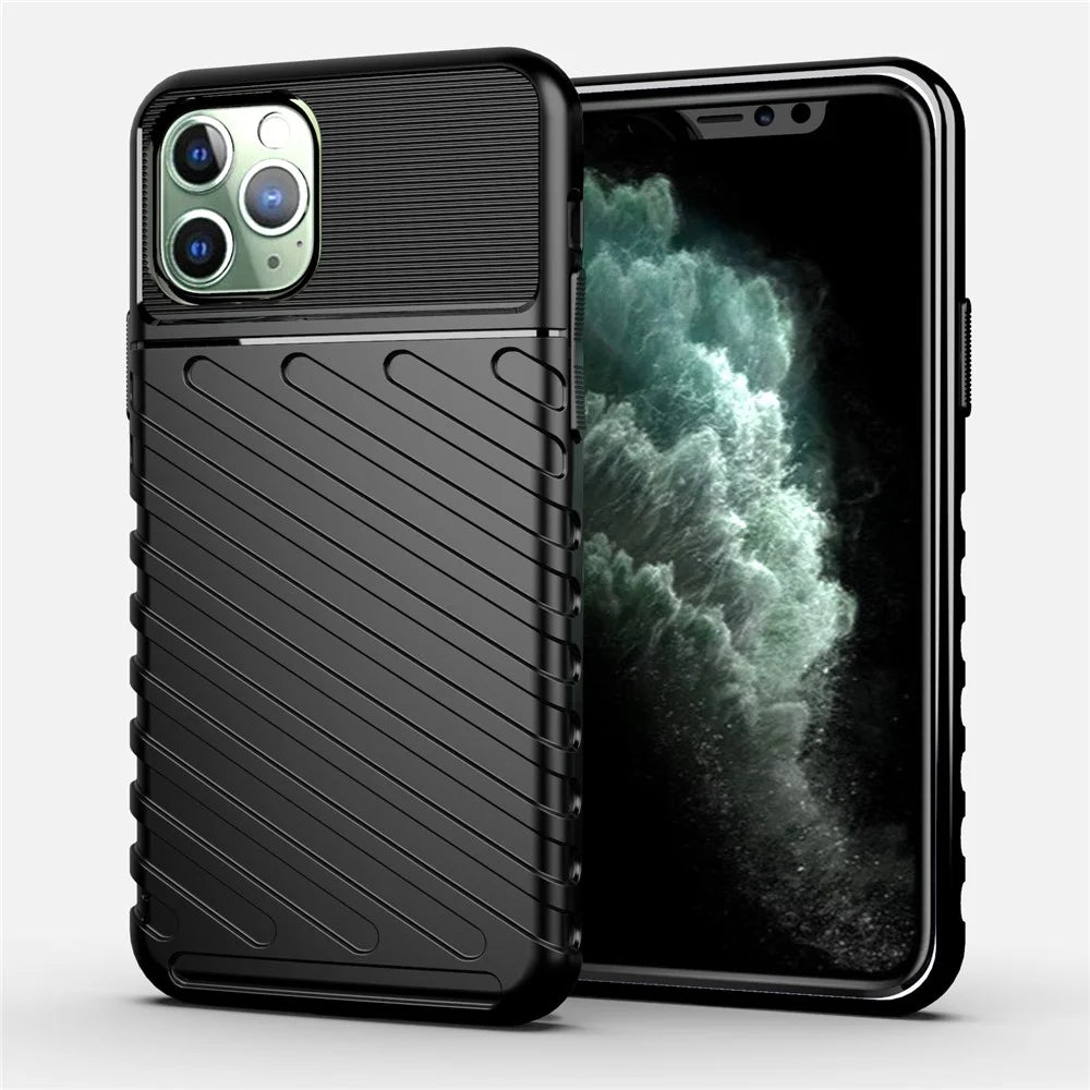 Thunder Series Twill Texture Soft TPU Back Shell for iPhone 11 Pro 5.8 inch - Black - 1
