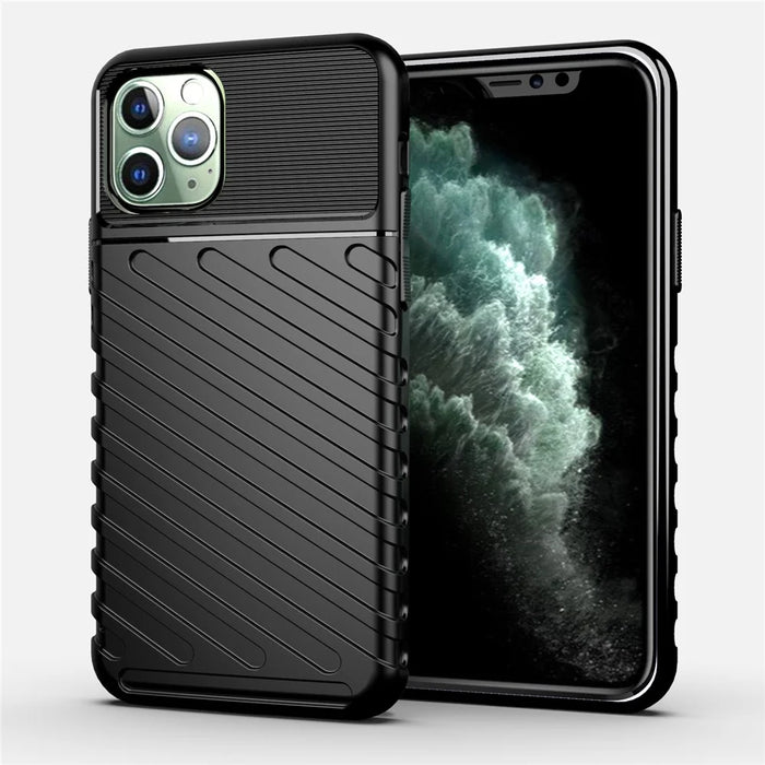 Thunder Series Twill Texture Soft TPU Back Shell for iPhone 11 Pro 5.8 inch - Black - 1