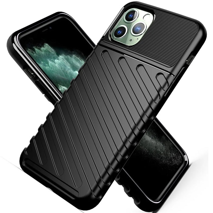 Thunder Series Twill Texture Soft TPU Back Shell for iPhone 11 Pro 5.8 inch - Black - 2