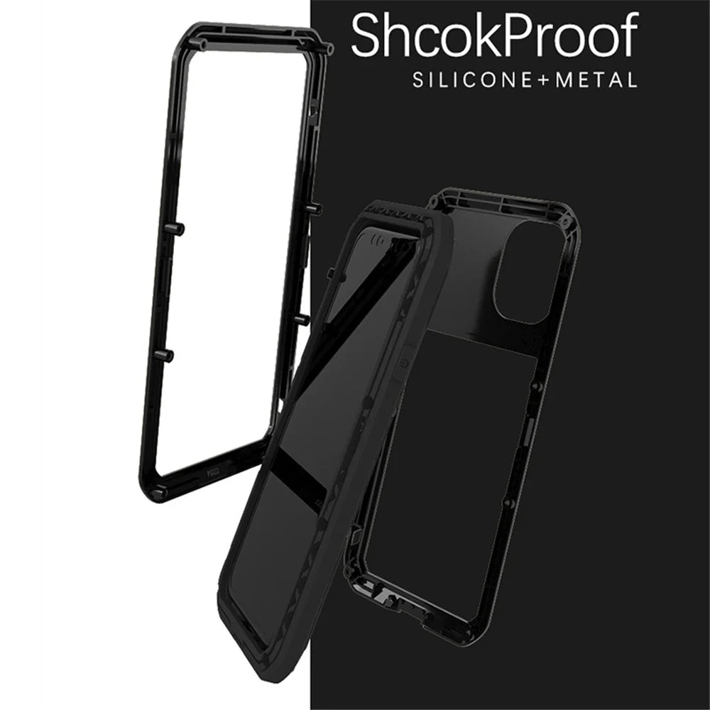 LOVE MEI Shockproof Cell Phone Case with Temepered Glass Film for iPhone 11 6.1 inch - Black - 3