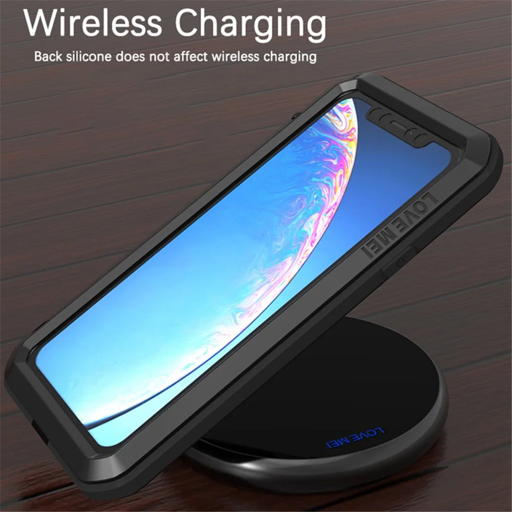 LOVE MEI Shockproof Cell Phone Case with Temepered Glass Film for iPhone 11 6.1 inch - Black - 4