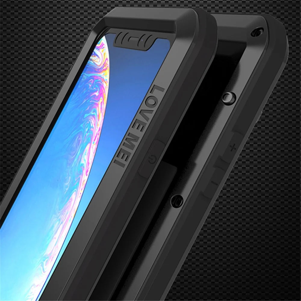 LOVE MEI Shockproof Cell Phone Case with Temepered Glass Film for iPhone 11 6.1 inch - Black - 6
