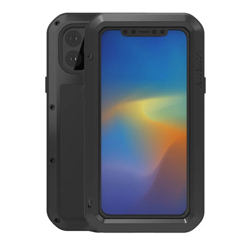 LOVE MEI Metal + Silicone Shockproof Dustproof Case with Temepered Glass Film for iPhone 11 Pro Max 6.5 inch - Black - 1