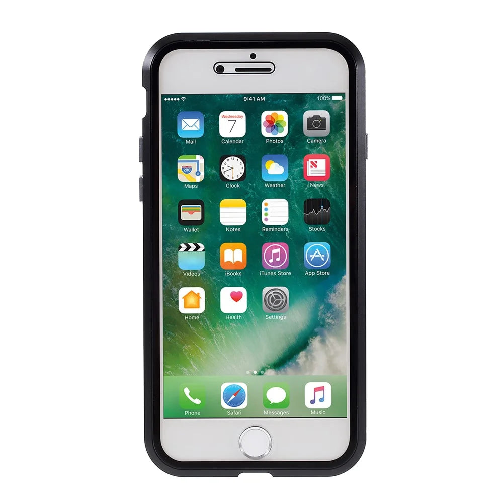 Magnetic Absorption Installation Phone Shell Covering Metal Frame + Dual-sided Tempered Glass Cell Phone Case for iPhone 8/7/SE (2020)/SE (2022) - Black - 2