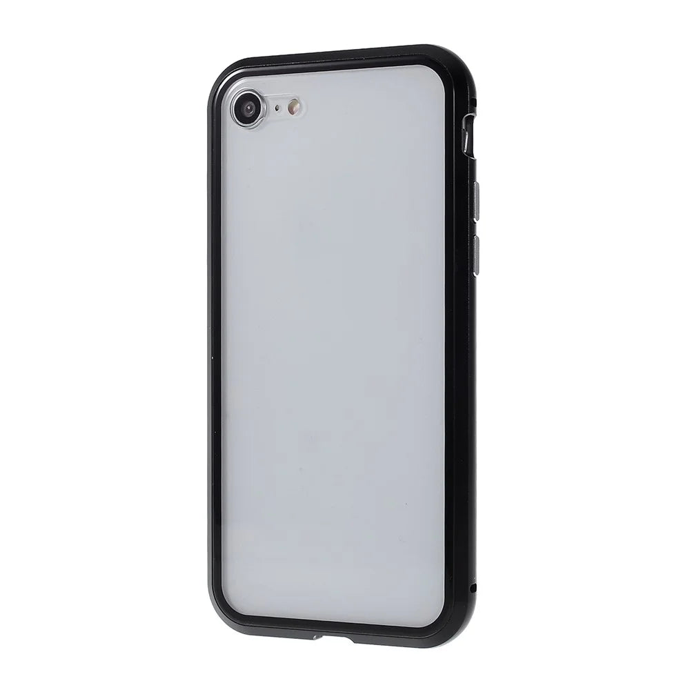 Magnetic Absorption Installation Phone Shell Covering Metal Frame + Dual-sided Tempered Glass Cell Phone Case for iPhone 8/7/SE (2020)/SE (2022) - Black - 4