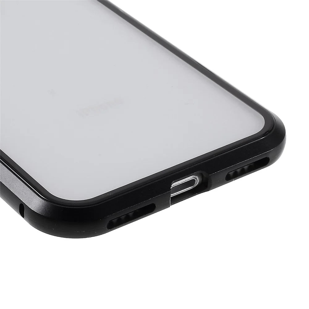 Magnetic Absorption Installation Phone Shell Covering Metal Frame + Dual-sided Tempered Glass Cell Phone Case for iPhone 8/7/SE (2020)/SE (2022) - Black - 7