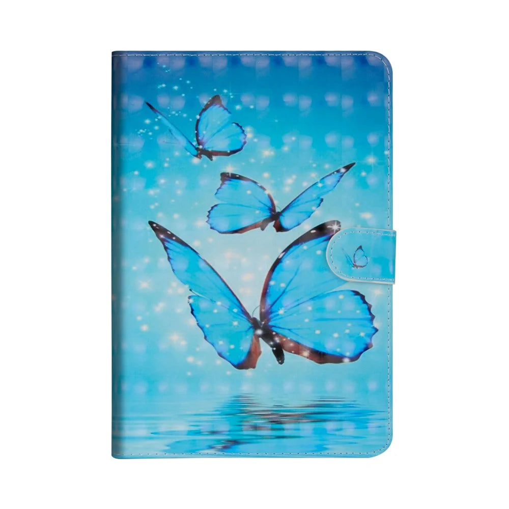 Light Spot Decor Patterned Wallet Leather Smart Cover for iPad 10.2 (2021)/(2020)/(2019) - Blue Butterfly - 1