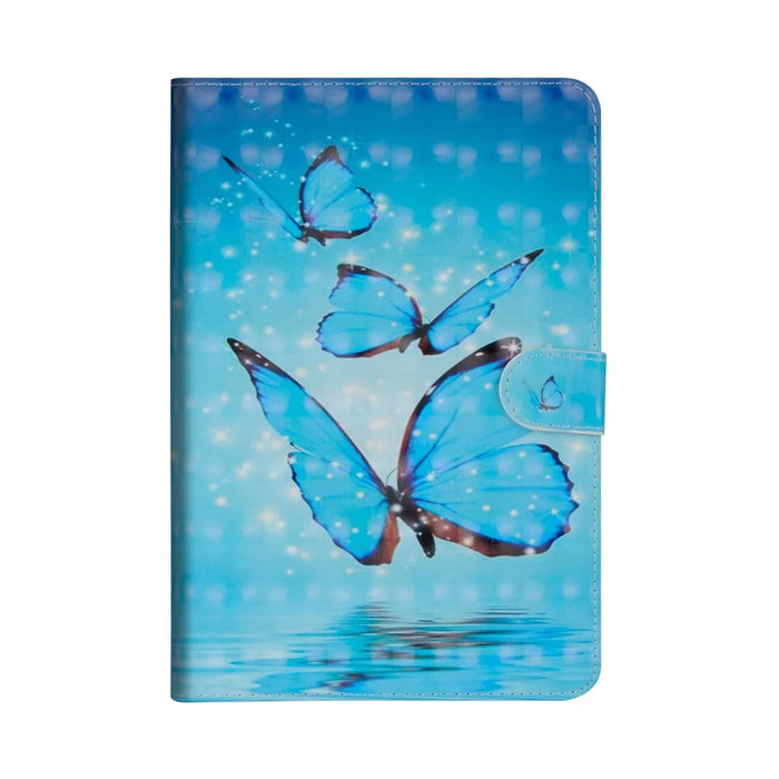 Light Spot Decor Patterned Wallet Leather Smart Cover for iPad 10.2 (2021)/(2020)/(2019) - Blue Butterfly - 1