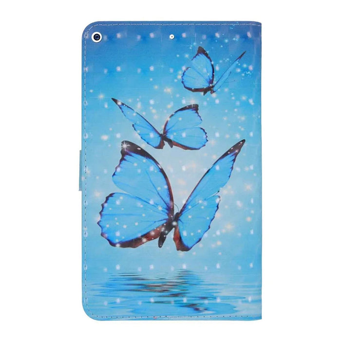 Light Spot Decor Patterned Wallet Leather Smart Cover for iPad 10.2 (2021)/(2020)/(2019) - Blue Butterfly - 2