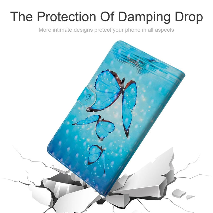 Light Spot Decor Patterned Wallet Leather Smart Cover for iPad 10.2 (2021)/(2020)/(2019) - Blue Butterfly - 4