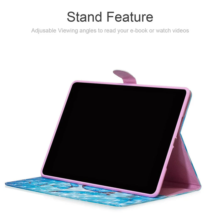 Light Spot Decor Patterned Wallet Leather Smart Cover for iPad 10.2 (2021)/(2020)/(2019) - Blue Butterfly - 5