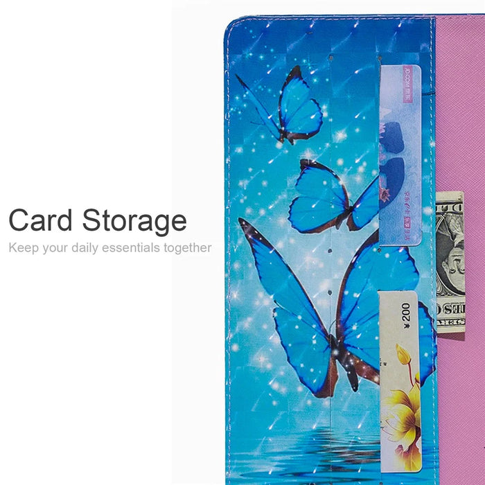 Light Spot Decor Patterned Wallet Leather Smart Cover for iPad 10.2 (2021)/(2020)/(2019) - Blue Butterfly - 6