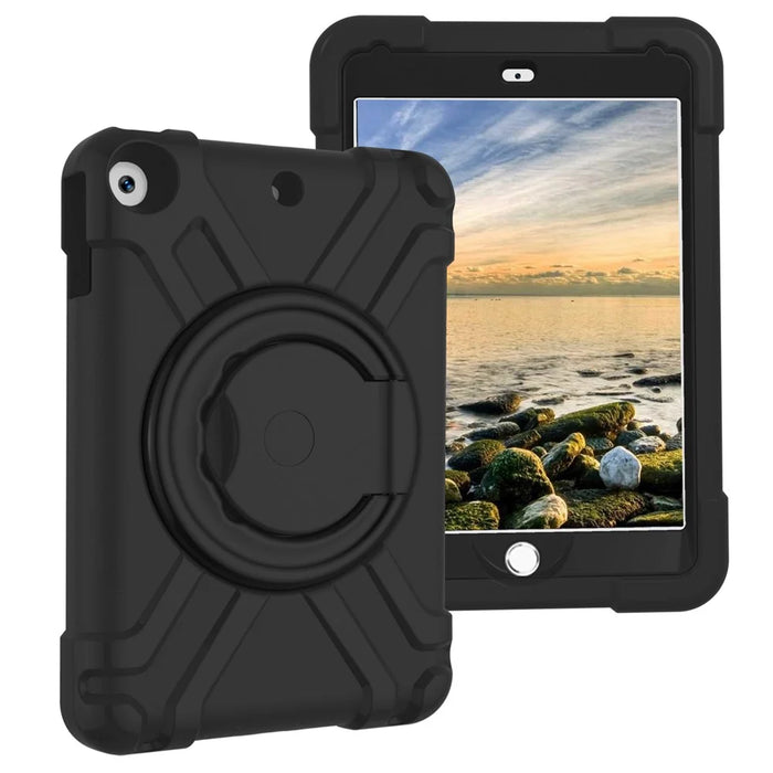 Tablet Case for iPad 10.2 (2021) / (2020) / (2019) Swivel Handle Kickstand PC + Silicone Protection Cover - All Black - 1