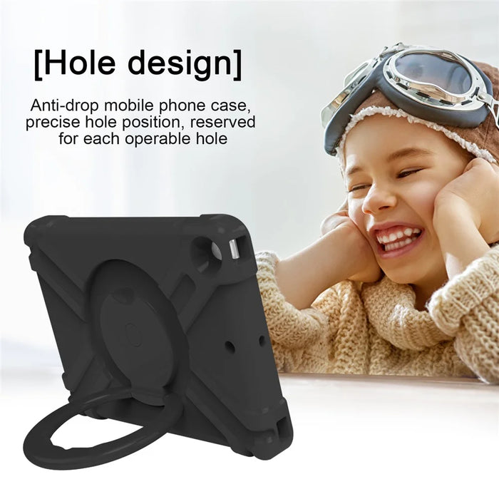 Tablet Case for iPad 10.2 (2021) / (2020) / (2019) Swivel Handle Kickstand PC + Silicone Protection Cover - All Black - 4