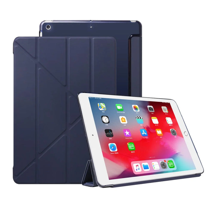 Leather Case for iPad 10.2 (2021) / (2020) / (2019) Origami Stand Tablet Protective Shell - Dark Blue - 1
