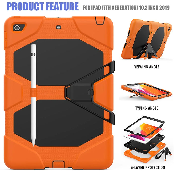 Anti-scratch Shockproof Kickstand PC+Silicone Tablet Hybrid Case for iPad 10.2 (2020)/(2019) - Orange - 3
