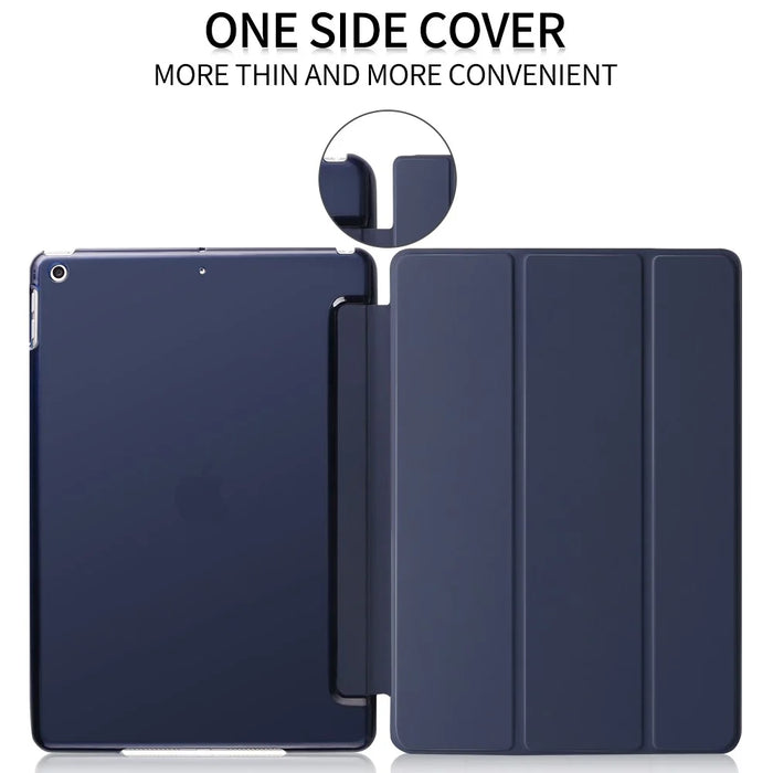 Tri-fold Plastic+PU Leather Tablet Case for iPad 10.2 (2021)/(2020)/(2019) - Dark Blue - 3