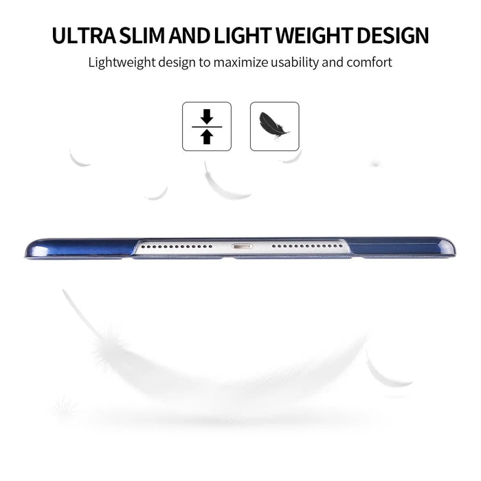 Tri-fold Plastic+PU Leather Tablet Case for iPad 10.2 (2021)/(2020)/(2019) - Dark Blue - 6