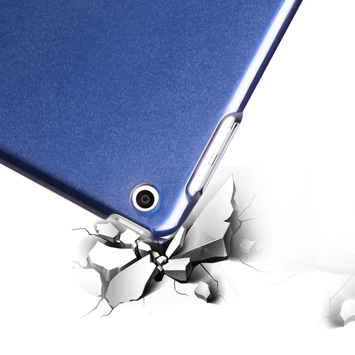 Tri-fold Plastic+PU Leather Tablet Case for iPad 10.2 (2021)/(2020)/(2019) - Dark Blue - 7