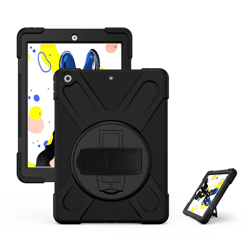360 Degree Swivel Kickstand PC + Silicone Hybrid Case for iPad 10.2 (2021) / (2020) / (2019) - Black - 1