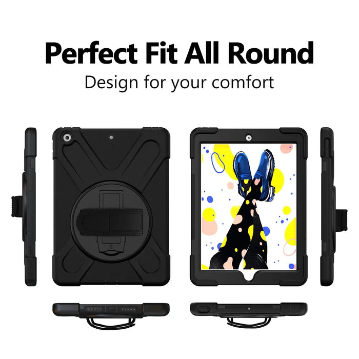 360 Degree Swivel Kickstand PC + Silicone Hybrid Case for iPad 10.2 (2021) / (2020) / (2019) - Black - 2