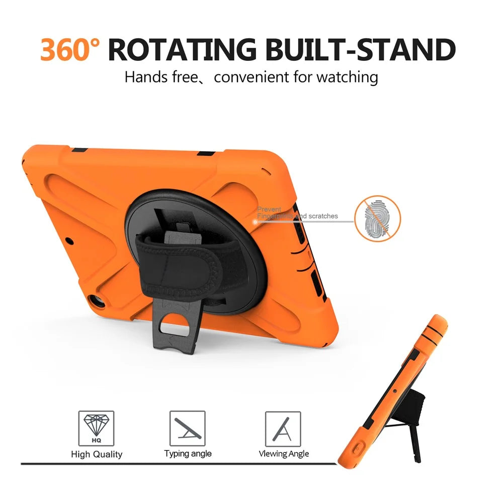 X-Shape PC + TPU Hybrid Case / 360 Degree Swivel Kickstand Shoulder Strap for iPad 10.2 (2021) / (2020) / (2019) - Orange - 3