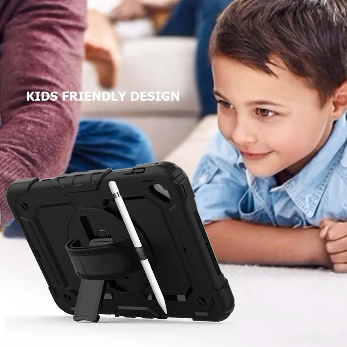 360° Swivel Handy Strap PC Silicone Kickstand Case with Shoulder Strap + Screen Protector for iPad mini (2019) 7.9 inch / mini 4 - Black - 3