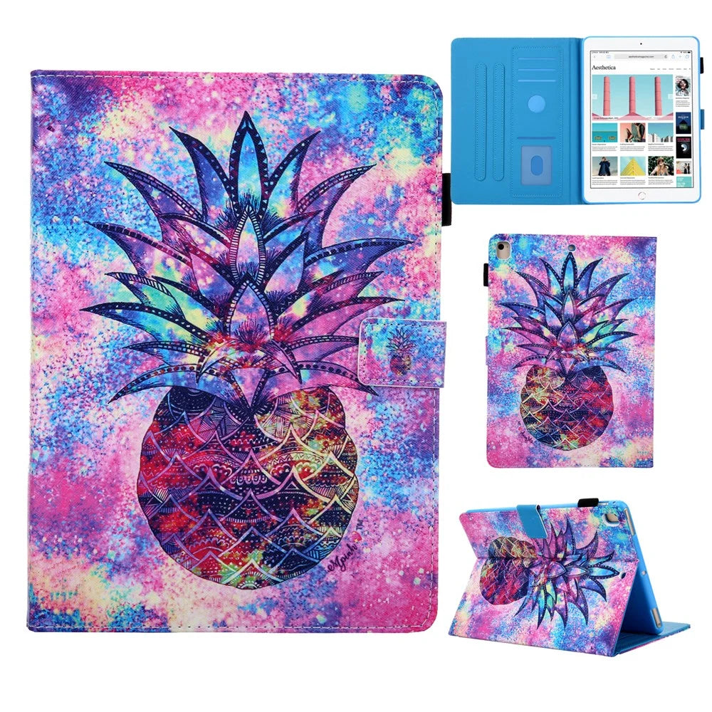 Pattern Printing Card Slots Stand Leather Tablet Case for iPad 10.2 (2021)/(2020)/(2019) - Pineapple - 1