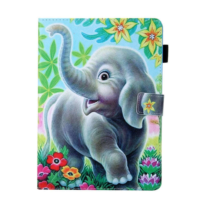Patterned Leather Stand Card Holder Tablet Case for iPad 9.7-inch (2018)/(2017)/Air 2/Air (2013) - Elephant - 2