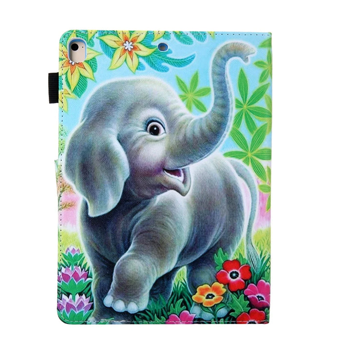 Patterned Leather Stand Card Holder Tablet Case for iPad 9.7-inch (2018)/(2017)/Air 2/Air (2013) - Elephant - 3